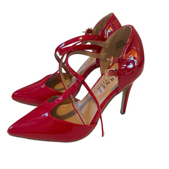 Journee Collection Women's Red Strappy Stilettos in Ladies 8 - Picture 1 of 7